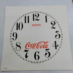 Vtg 1960's Coca Cola Clock Face Paper Insert "Drink Coca Cola" Retro Advertising